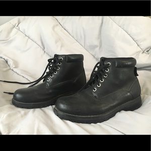 Black genuine leather boots